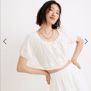 Madewell crop peasant puff sleeve top